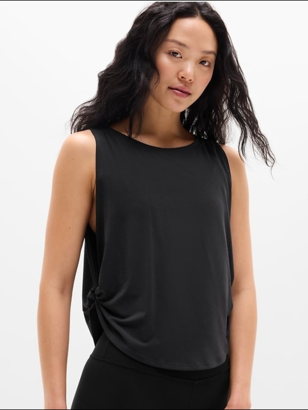 Athleta Black Sleeveless Move With Ease Twist Tank with Side Knots. Large NWT